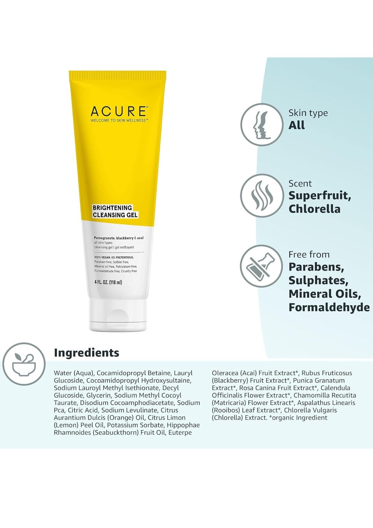 Acure Brightening Cleansing Gel 118ml